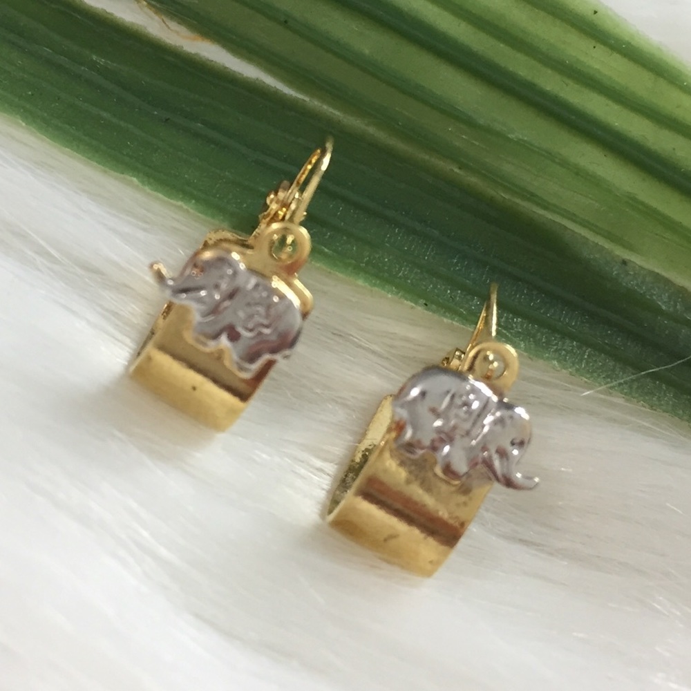 18 K Gold Filled Elephant Hoop Earrings. Small - Picture 2 of 4
